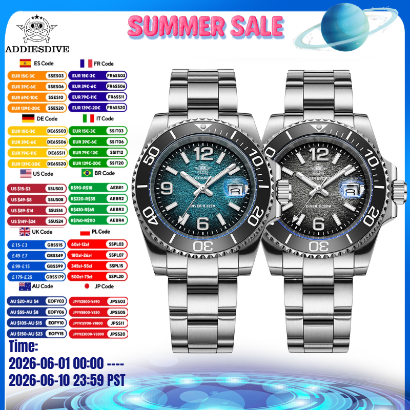 Accessories With Watch - ADDIESDIVE 41mm Men Diving Watch AD2513