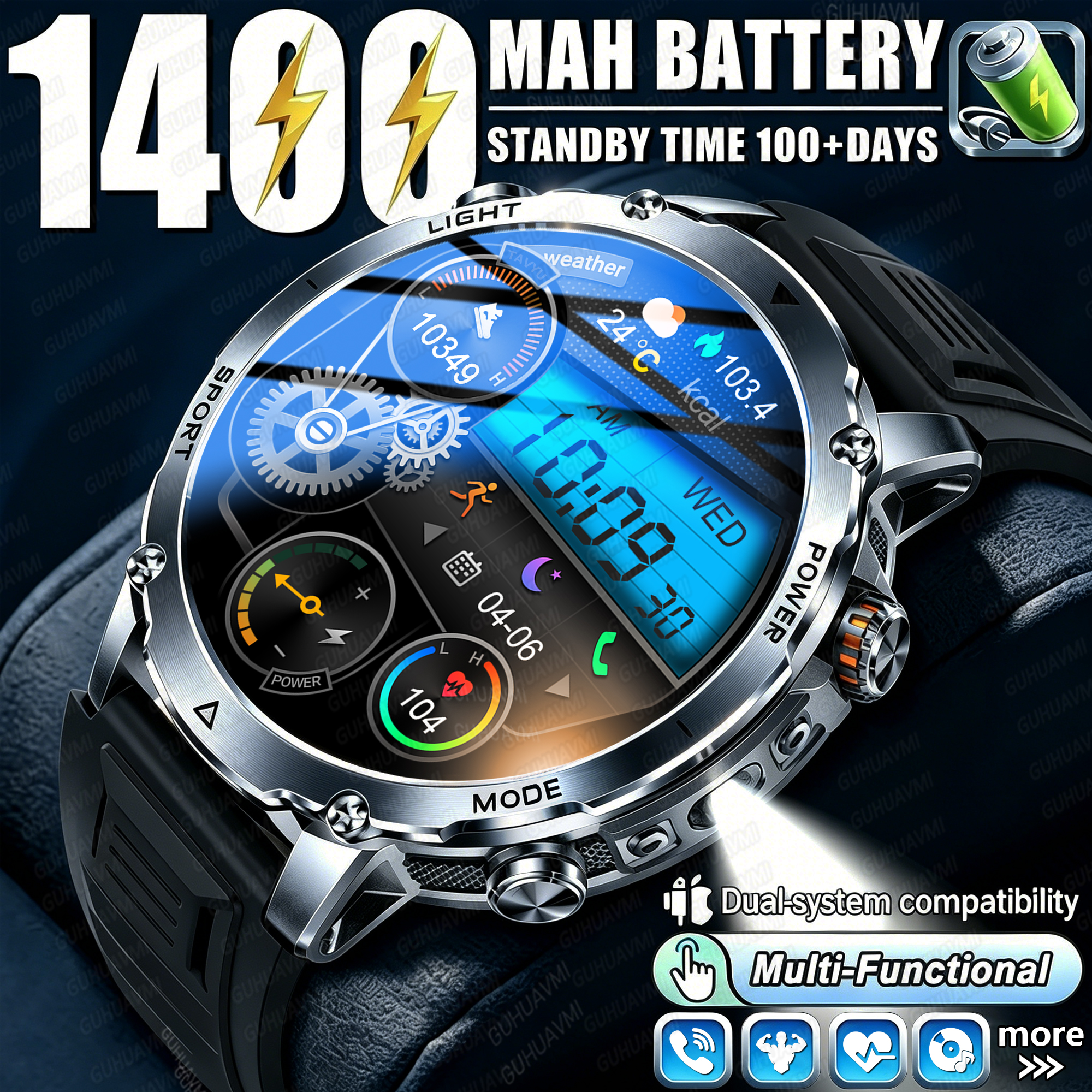 Newly Durable 1400mAh Large Ba - Android Smartwatch Accessories recensione e prezzo
